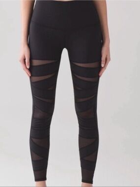 lululemon athletica Black High-Rise Mesh Paneled Leggings